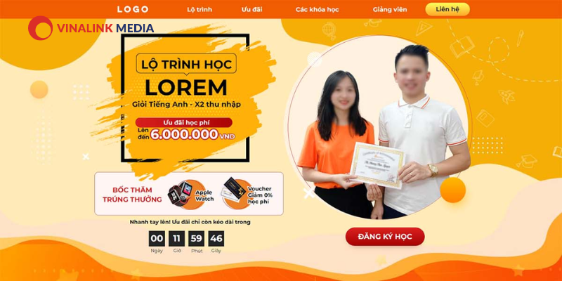 Landing page về khóa học đẹp